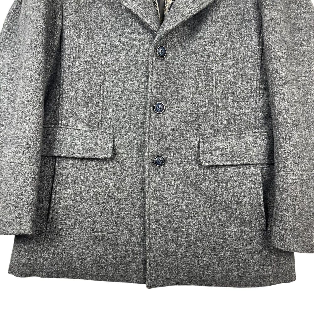 Playboy Men's Coat Medium Gray Wool Blend Button Front Lined Classic Overcoat - Picture 3 of 11